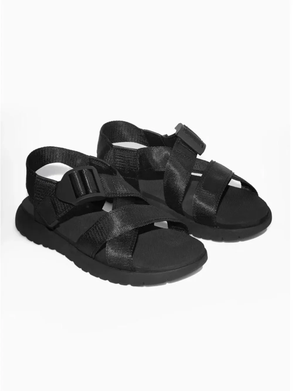 Men's COS Black Multi-Strap Sandals. NEW.